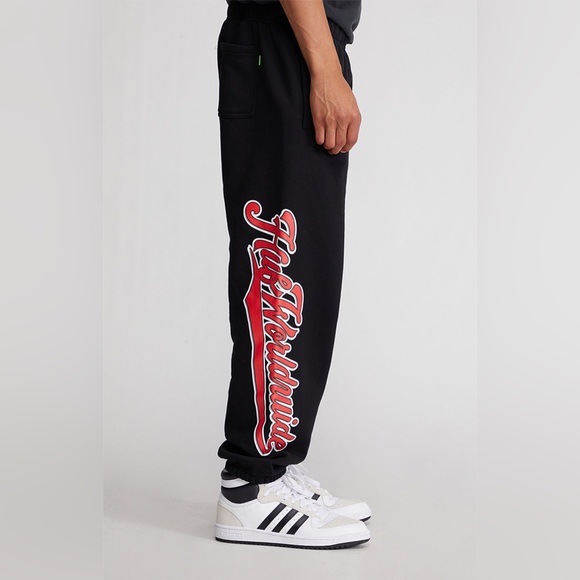 Huf Cracker Jack Fleece Sweatpants-Huf Worldwide-Size Small-Black and Red - Picture 3 of 13